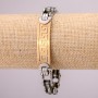 Stainless Steel Metal Bracelet with Clasp, Thickness 12mm, Length 21cm, Silver with Gold Colour