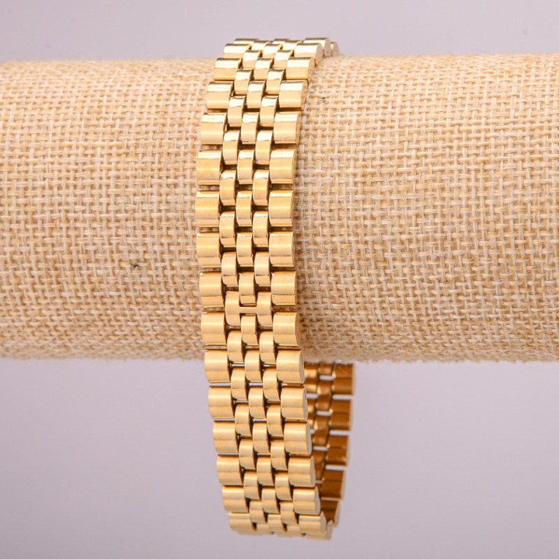 Stainless Steel Metal Bracelet with Clasp, Thickness 16mm, Length 21cm, Gold Colour