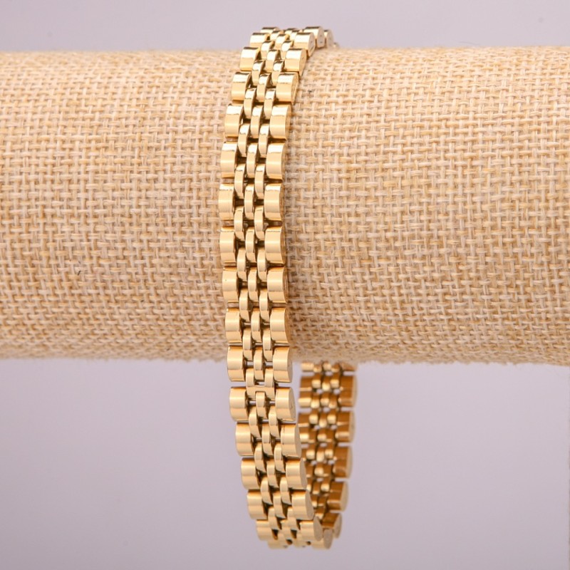 Stainless Steel Metal Bracelet with Clasp, Thickness 10mm, Length 21cm, Gold Colour