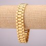 Stainless Steel Metal Bracelet with Clasp, Thickness 16.5mm, Length 21cm, Gold Colour