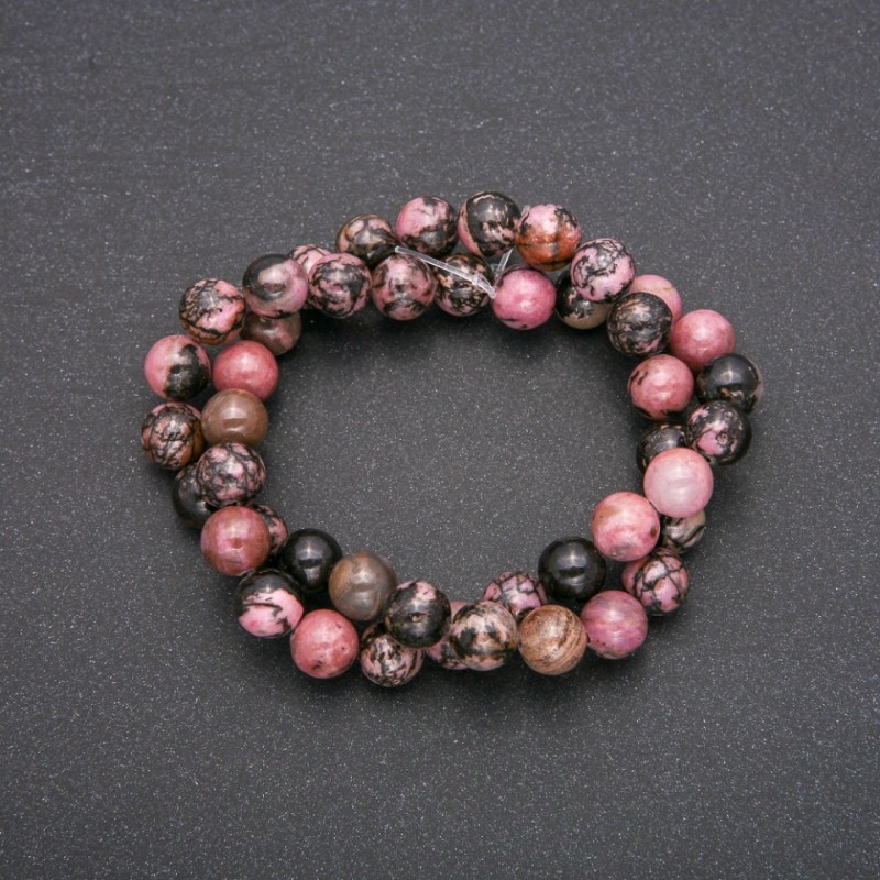Rhodonite Beads, Smooth Round, Strand, Diameter 8.5mm, Length 38cm (+/-)