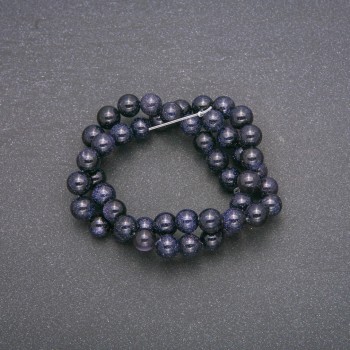 aventurine beads Night of Cairo blue sand smooth round 8mm beads on a thread, length 38cm (+ -)