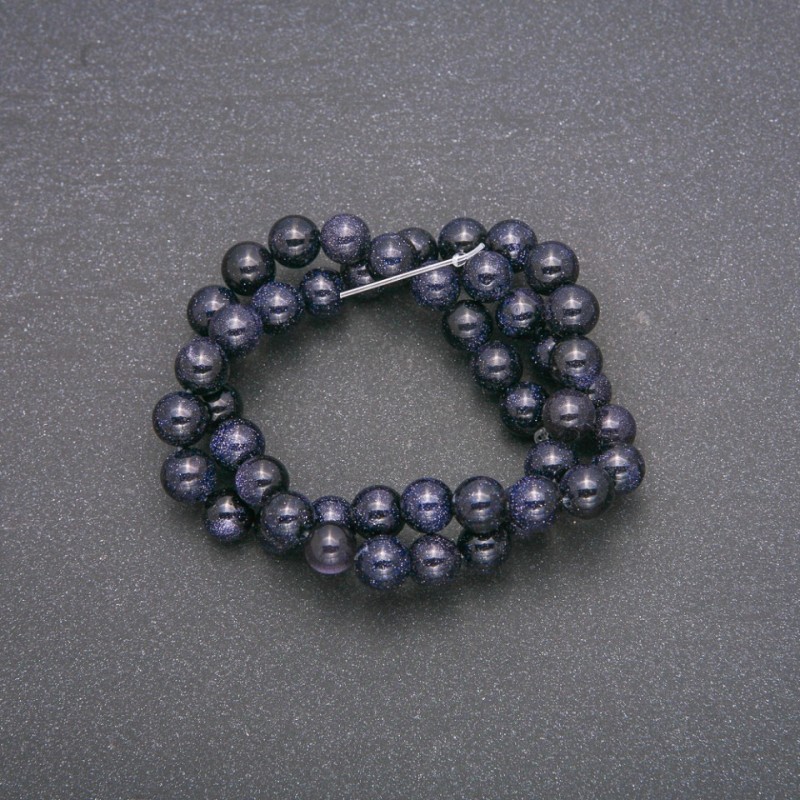 aventurine beads Night of Cairo blue sand smooth round 8mm beads on a thread, length 38cm (+ -)