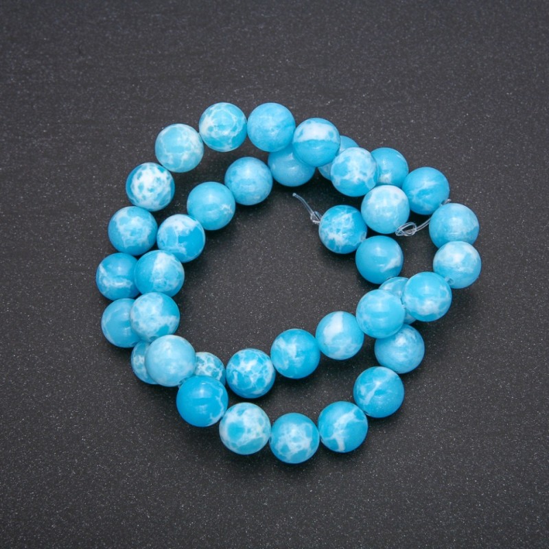 Imitation Larimar Acrylic Beads, Smooth Round, Strand, Diameter 10mm, Length 38cm (+/-)