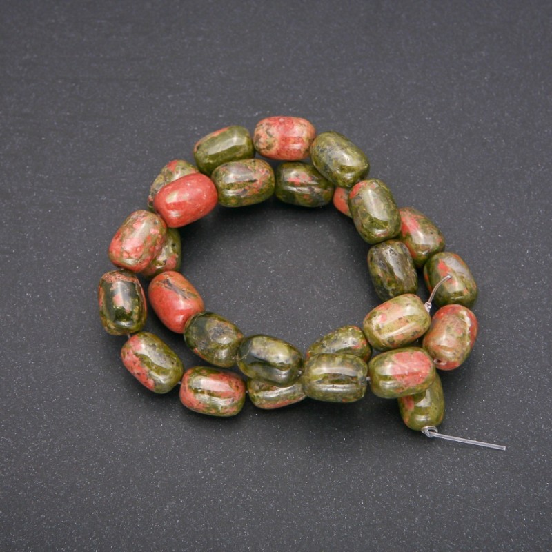 Natural Heliotrope Stone Beads, "Barrel" Shape, Diameter 10x14mm (+/-), Length 38cm