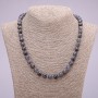 Natural Iolite Stone Necklace, Smooth Round Beads, Diameter 8mm (+/-), Length 48cm