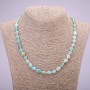 Natural Aquamarine Stone Necklace, Tumbled, diameter 7x9(+-)mm, length 48cm