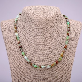 Natural Chrysoprase Stone Necklace, tumbled beads, diameter 7x9(+-)mm, length 48cm