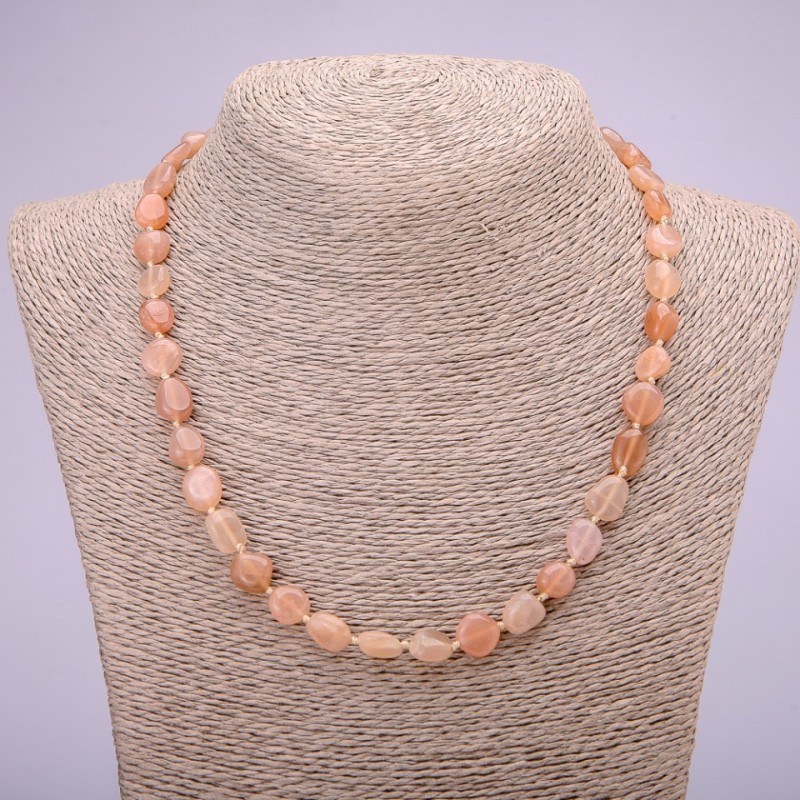 Selenite Natural Stone Necklace, tumbled, diameter 7x9(+-)mm, length 48cm