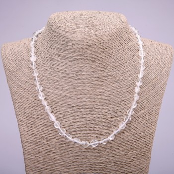 Rock Crystal Natural Stone Necklace, tumbled, diameter 8x10(+-)mm, length 45cm+