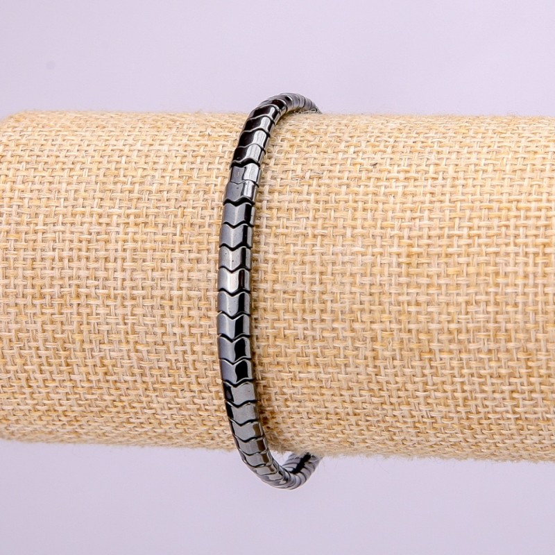 Elastic Bracelet, Hematite Zigzag Stone, Diameter 5x4x3mm, Length 18cm