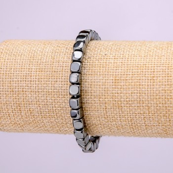 Elastic Hematite Cube Stone Bracelet, diameter 6x6(+-)mm, length 18cm