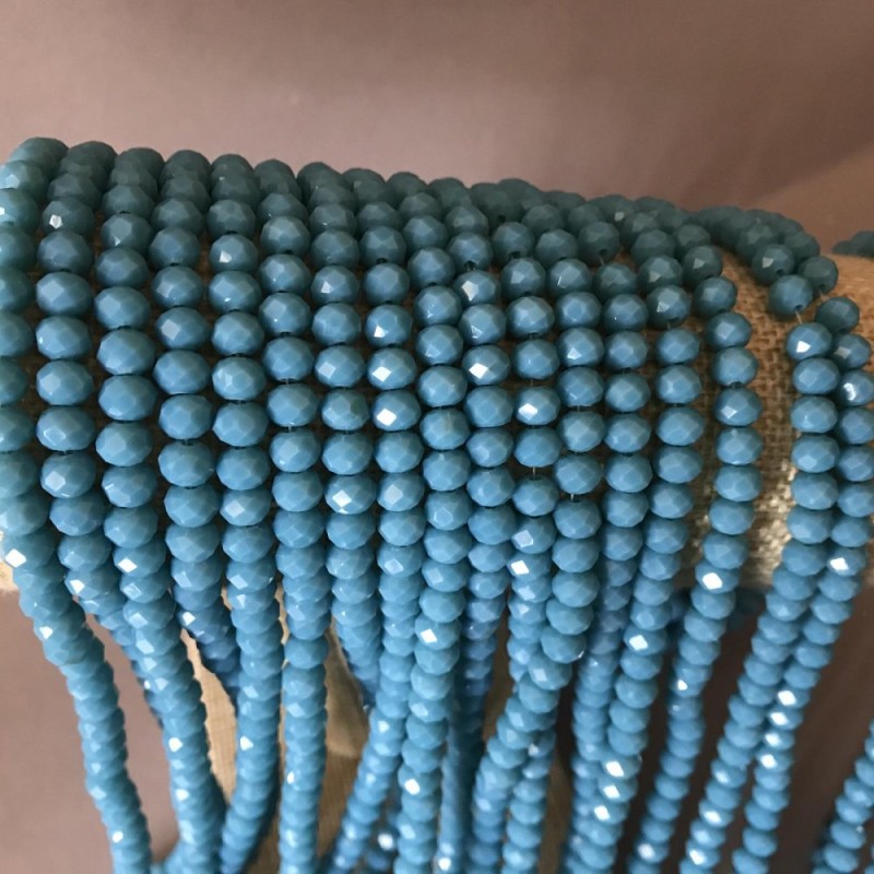 Czech Crystal Beads Matte Sea Wave Turquoise "Rondelle", Diameter 6mm Strand, Length 41cm