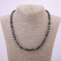 Natural Stone Necklace Snowflake Obsidian Apache Tears Smooth Round Bead, Diameter 6(+/-)mm, Length 48cm