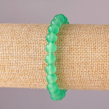 Bracelet Jade on elastic band smooth round bead, diameter 8mm, length 18cm