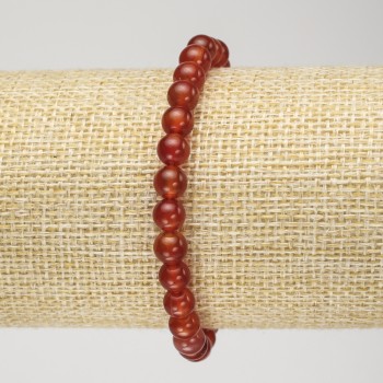 Carnelian Bracelet on Elastic, Smooth Bead, 6mm Diameter, 18cm Circumference