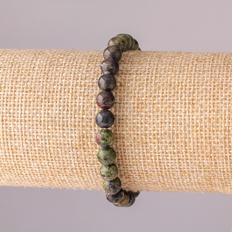 Dragon Blood Jasper Bracelet on Elastic, Smooth Bead, 6mm Diameter, 18cm Circumference