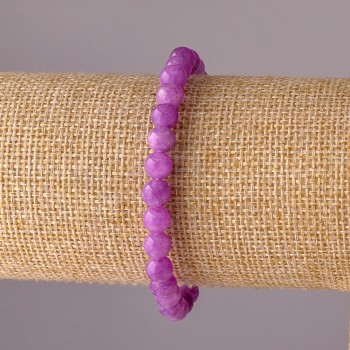 Amethyst-Toned Quartz Bracelet on Elastic, Smooth Bead, 6mm Diameter, 18cm Circumference