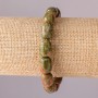 Heliotrope Jasper Natural Stone Bracelet, Barrel Beads on Elastic, 10x14mm, 18cm Circumference
