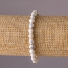 Cacholong Bracelet on Elastic, Smooth Bead, 6mm Diameter, 18cm Length