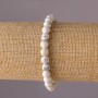 Cacholong Bracelet on Elastic, Smooth Bead, 6mm Diameter, 18cm Length