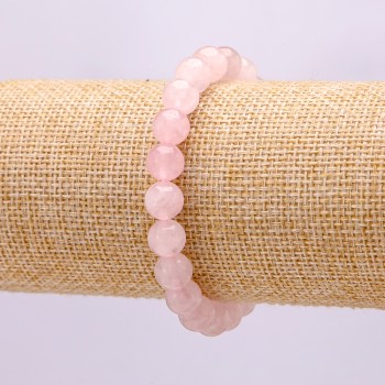 Natural Rose Quartz Bracelet on Elastic, Smooth Bead, 10mm+ Diameter