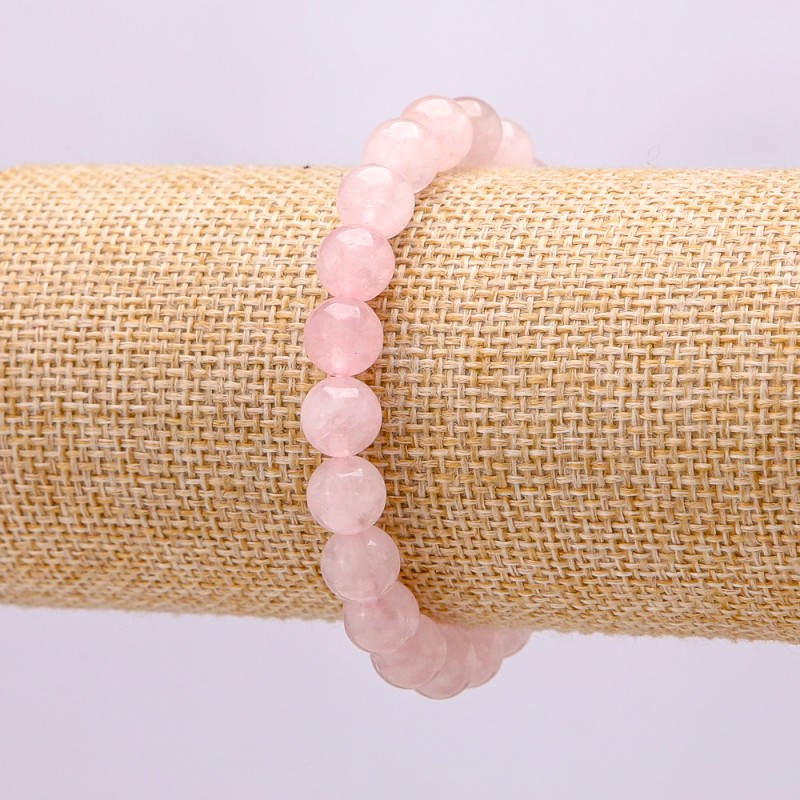Natural Rose Quartz Bracelet on Elastic, Smooth Bead, 10mm+ Diameter