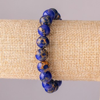 Bracelet Variscite Blue Synthetic Elastic Smooth Round Bead, Diameter 10mm, Length 18cm