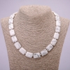Natural Cacholong Stone Necklace, Rectangle, 13x18mm, 48cm Length