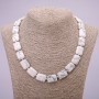 Natural Cacholong Stone Necklace, Rectangle, 13x18mm, 48cm Length