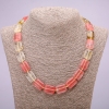 Natural Chalcedony Necklace, rectangle beads 13x18mm, length 48cm