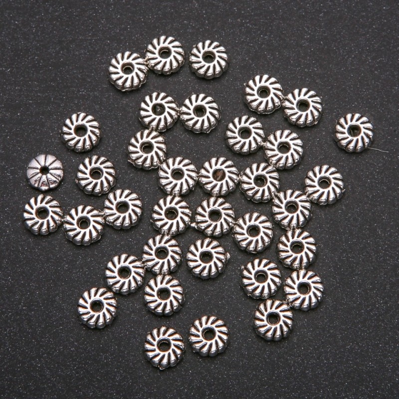 Silver-Tone Metal Spacer Bead, 2.5x8(+-)mm, pack 20g, 35(+-)pcs