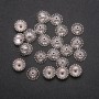 Findings end caps silver colour, diameter 11x4.5 (+/-) mm, packing -20 g. 28 (+/-) pcs
