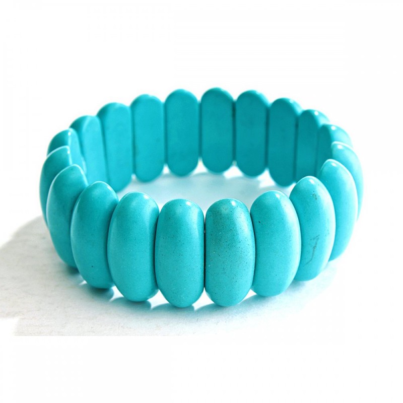 Elasticated bracelet Turquoise elongated beads 10×25 (±) mm