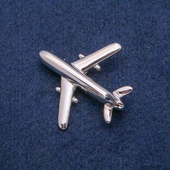 Aeroplane Brooch, Silver-Tone Metal, 40x39mm