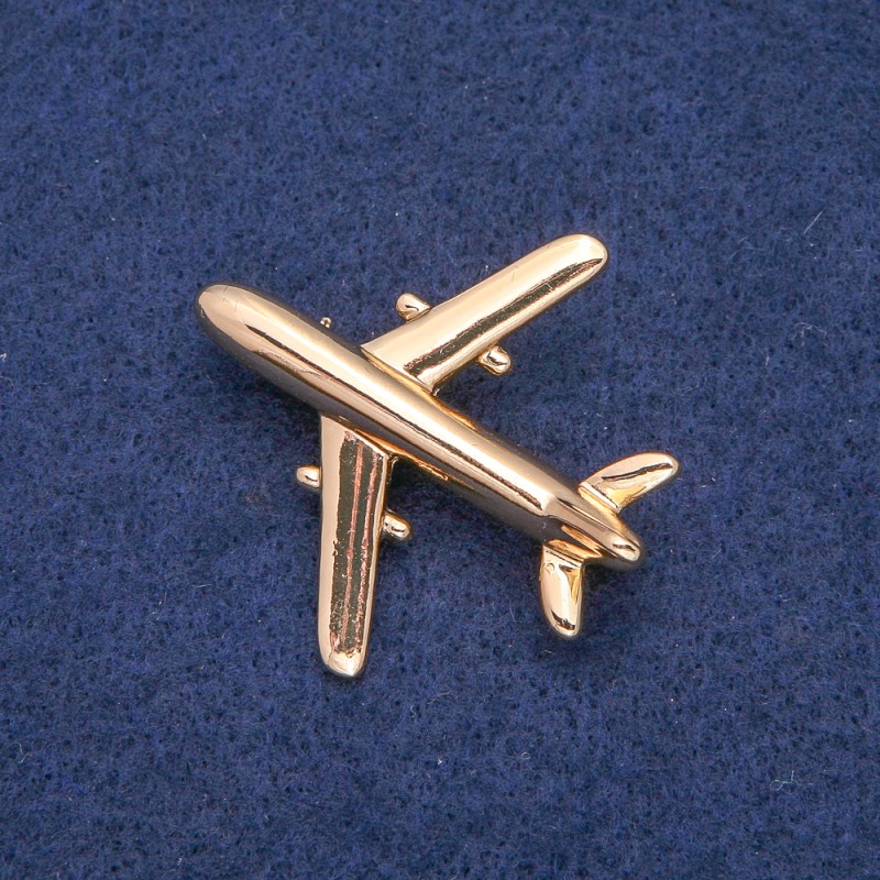 Aeroplane Brooch, Gold-Tone Metal, 40x39mm