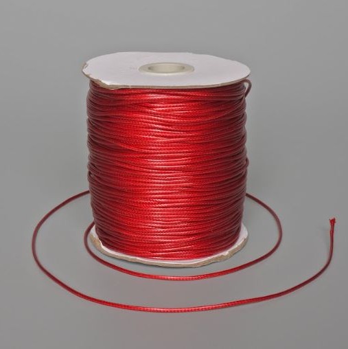 Findings Red "Waxed" Cord, diameter 1.5mm, spool, length 150m
