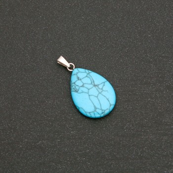 Drop Pendant "Blue Turquoise" (Pressed) 25x18mm