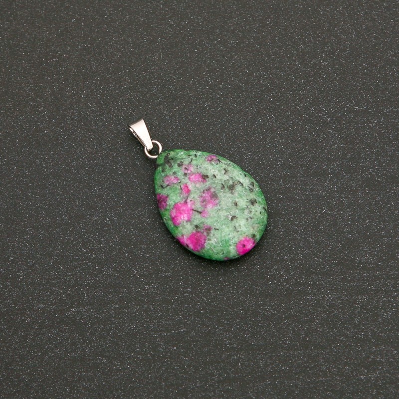 Drop Pendant in Natural Zoisite Stone 25x18(+-)mm