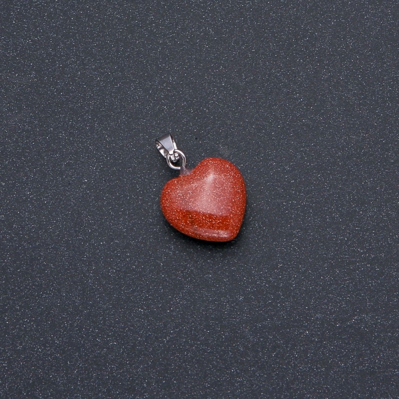 Heart Pendant Natural Stone Aventurine "Golden Sand" 14x14x22mm (+/-)