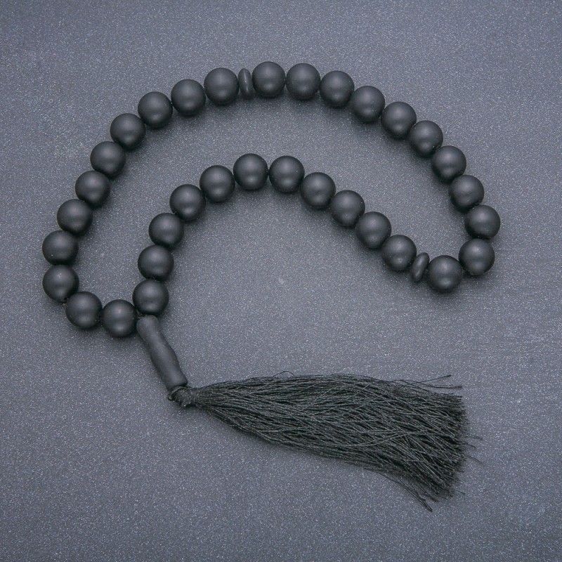 Shungite Prayer Beads, 33 Beads, Shungite Insert, diameter 12mm