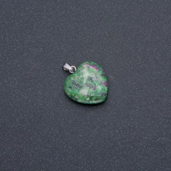 Heart Pendant Natural Stone Zoisite 19x19x26mm (+/-)