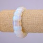 Moonstone Elastic Bracelet, Faceted Link, diameter 20x12mm, length 18cm