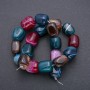 Multicolour Natural Agate Beads on Fishing Line, Tumbled Bar Shape, diameter 20x15mm, length 38cm (+-)