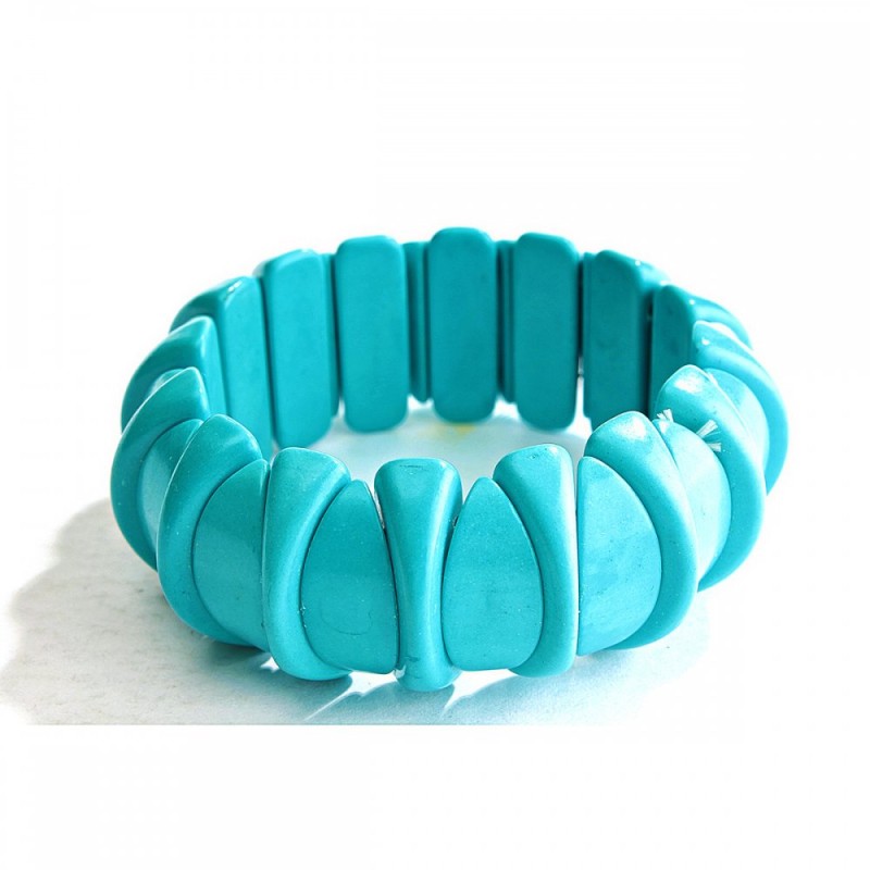 Elastic Bracelet Turquoise Rondelle Beads (Single) Smooth 6x4mm, 18cm length