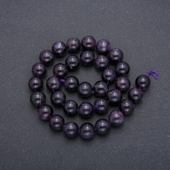 Natural Amethyst Beads on Thread, Smooth Round, diameter 12mm, length 39cm (+/-)
