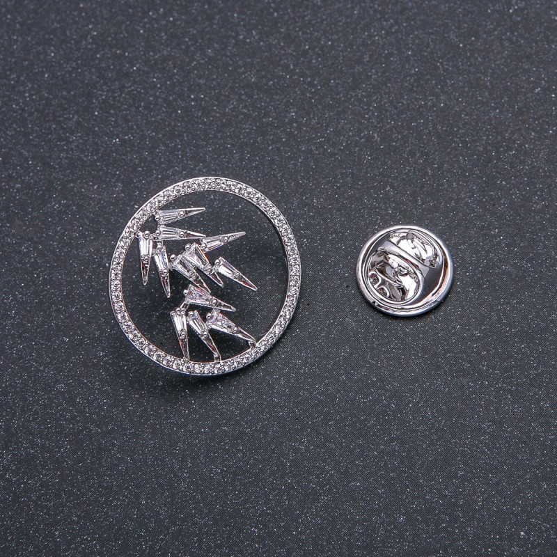 Xuping Rhodium Brooch with White Rhinestones, 22mm +
