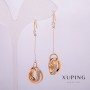 Xuping Earrings, 18K Gold Plating with Stone and White Rhinestones, 58mm Length +