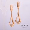 Xuping Earrings, 18K Gold Plating with White Rhinestones, 55x18x14mm +