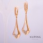 Xuping Earrings, 18K Gold Plating with White Rhinestones, 55x18x14mm +